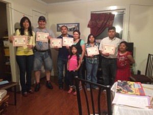 Folgosos with two other families after receiving DACA certificates