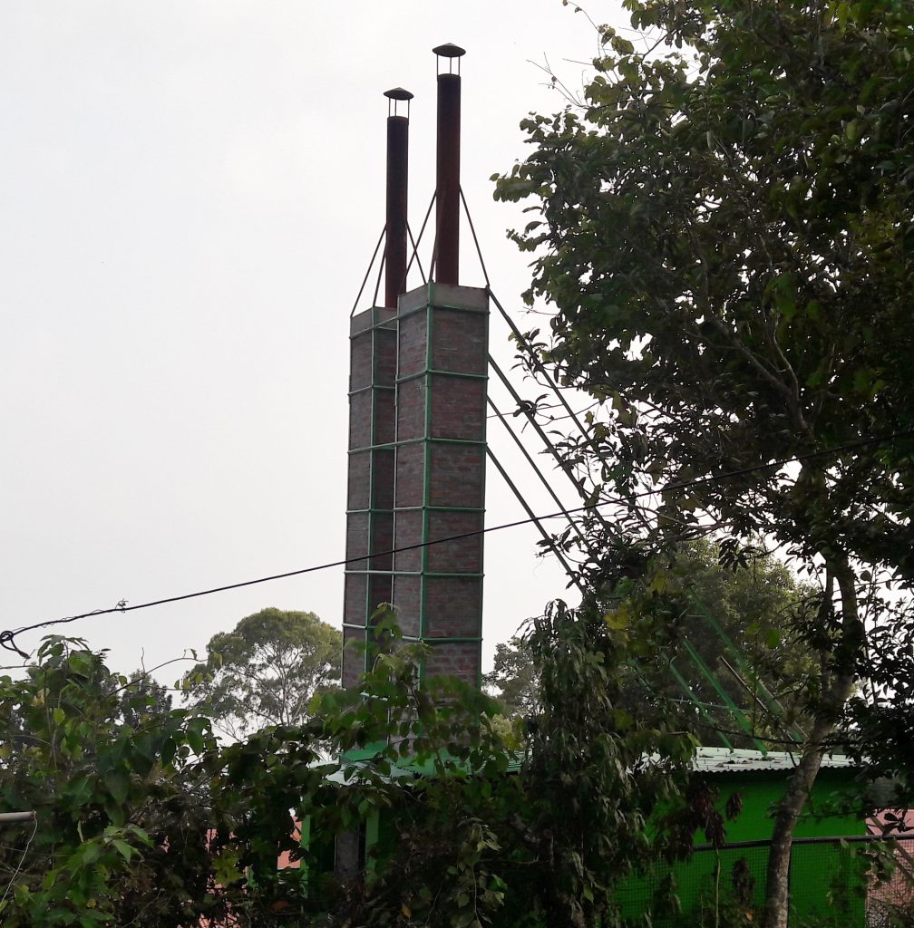 New incinerator with two "towers."